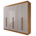 Ver imagem 1 de Guarda Roupa Casal Uberaba 6 Portas 4 Gavetas 100% Mdf Valverde Moveis Cinamomo/off White