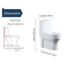Vaso Sanitário Monobloco Assento Soft Close Adm818 Adamas - 3