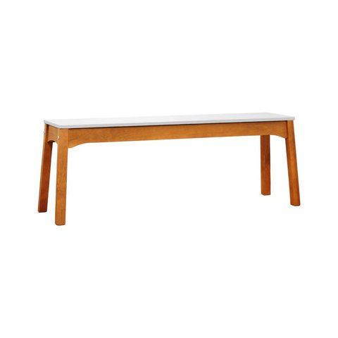 Banco 2 Lugares Áustria Madeira Maciça Assento Mdf Laqueado - Amêndoa/branco