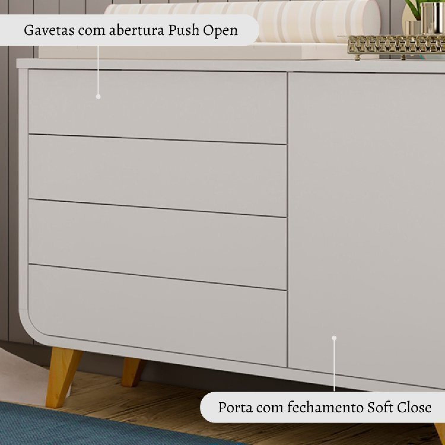 Quarto de Bebê Completo Berço 2 em 1 com Cômoda 4 Gavetas 1 Porta e-Galaxy Espresso Móveis - 17