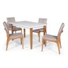 Conjunto Mesa de Jantar Retangular Mabel 135x80cm Branca com 4 Cadeiras Estofada em Madeira Garbo Ci - 1