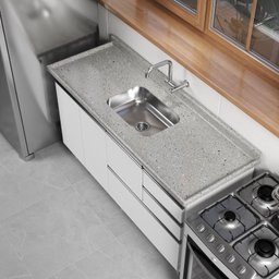 Pia para Cozinha em Mármore Sintético com Cuba em Aço Inox 120 X55cm Aj Rorato - 3