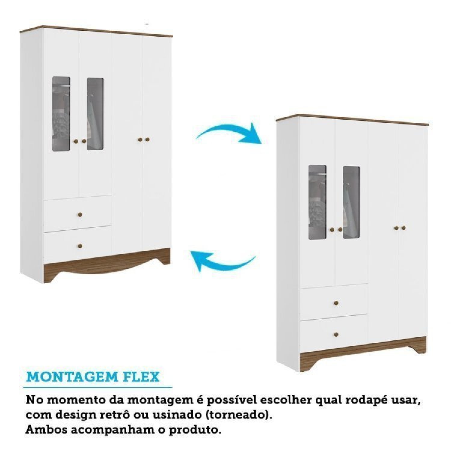 Quarto de Bebê Berço Americano e Guarda Roupa com Janelas Retangulo Cocada - 5