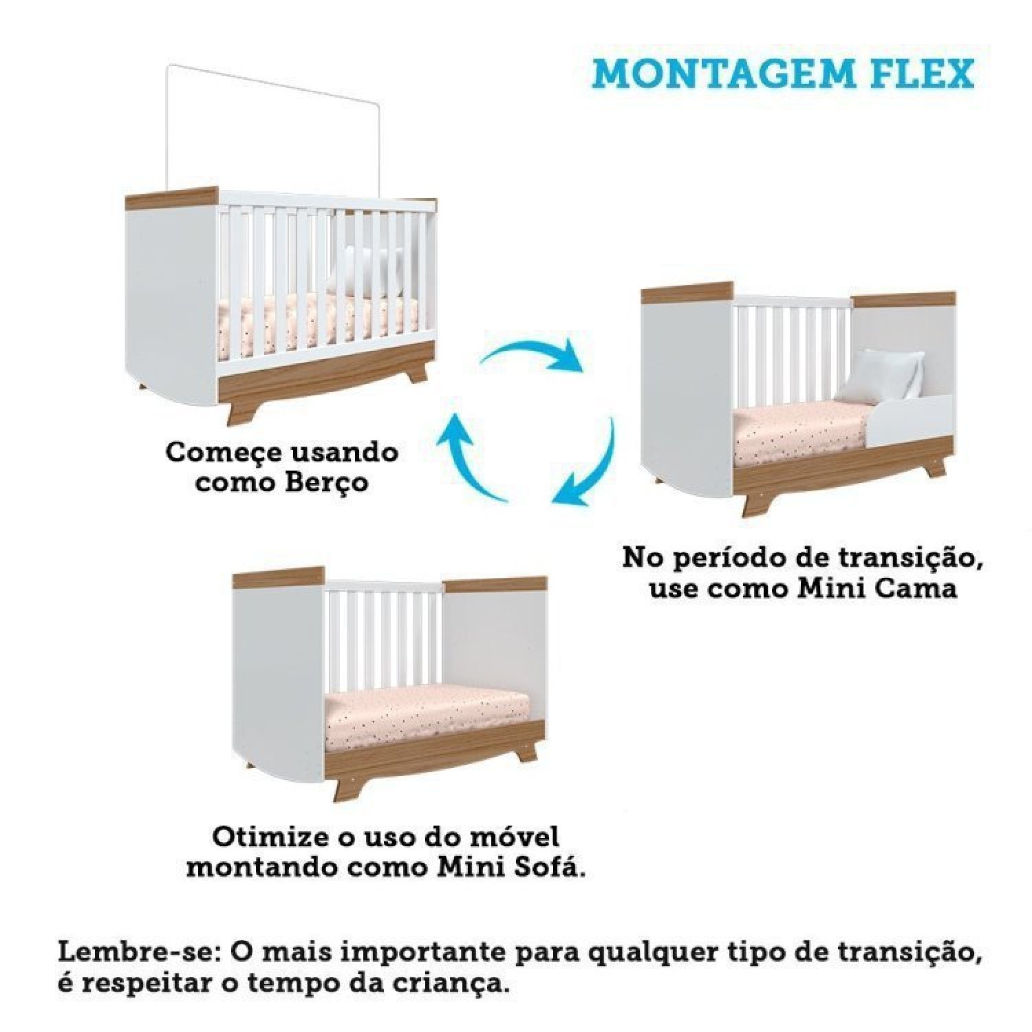 Quarto de Bebê Berço Americano e Guarda Roupa com Janelas Retangulo Cocada - 6