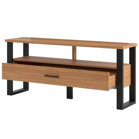Rack para Sala de Estar Tv 55 Pol 1 Gaveta York D03 Freijó Preto Fosco - Lyam Decor