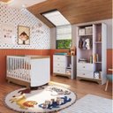 Ver imagem 2 de Quarto de Bebê Guarda Roupa 3 Portas Cômoda e Berço Americano Cocada