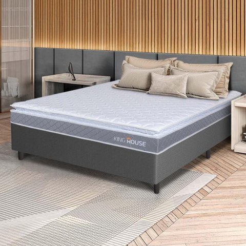 Conjunto Box Cinza Durban Cinza Espuma D28 Viúva 128x188x57 - King House