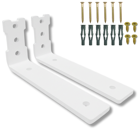 Dois Suportes Mão Francesa para Prateleira Tipo L Embutido 15cm Design Moderno Branco