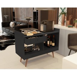 Aparador Buffet Retrô Pés Palito e Divisor de Ambientes Jb 4064 Cor Preto - Comprar Moveis em Casa - 3