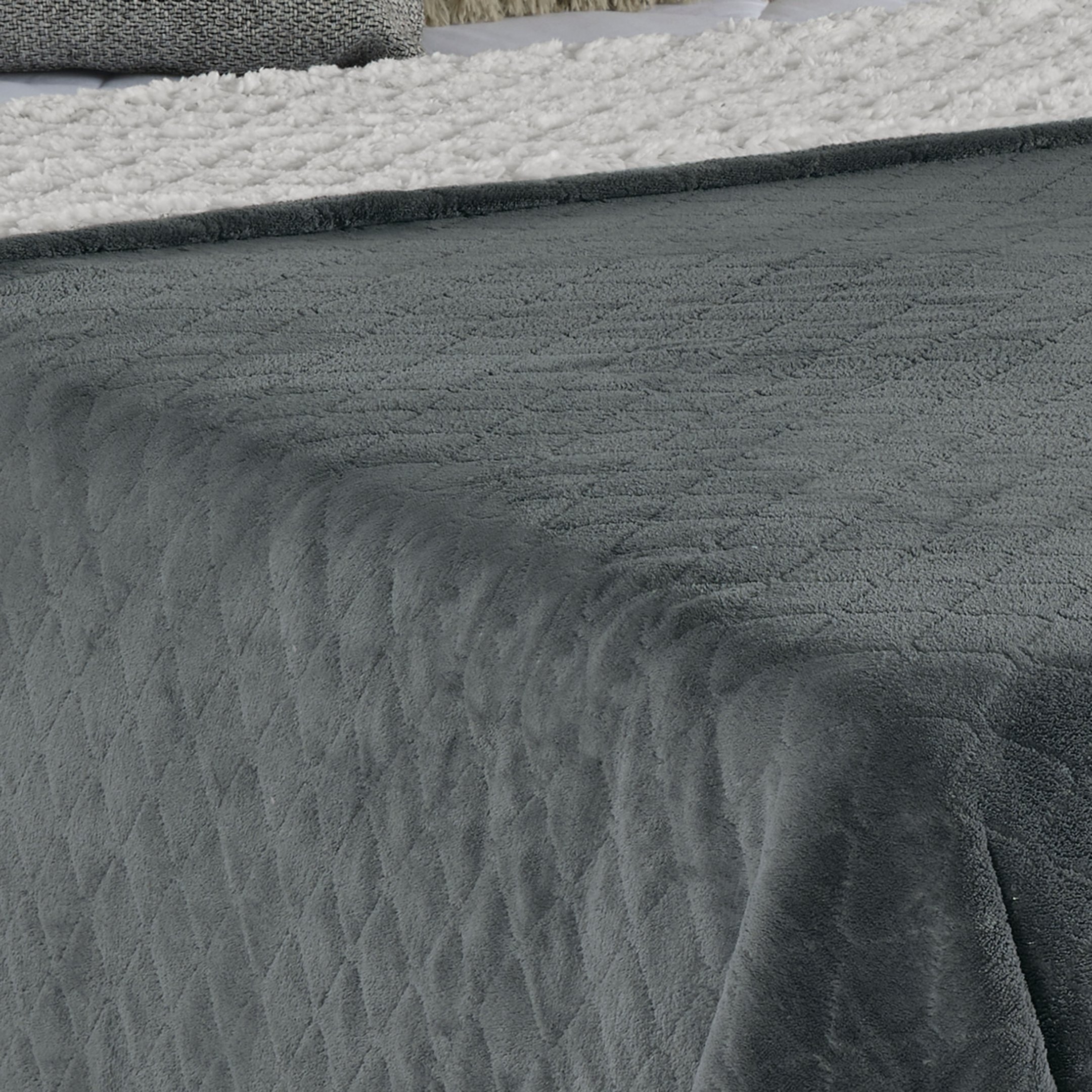 Cobertor Avulso Casal com efeito Pele de Carneiro - Chamber Sherpa Grafite - Tekstil - 9