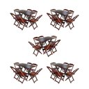 Ver imagem 1 de Kit 5 Conjuntos De Mesa Dobravel Com 6 Cadeiras De Madeira 120X70 Para Restaurante E Bar - Imbuia