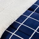 Ver imagem 2 de Coberdrom Cobertor Comfort Solteiro 01 Peça Tecido Sherpa Manta Flannel Quadriculado - Azul