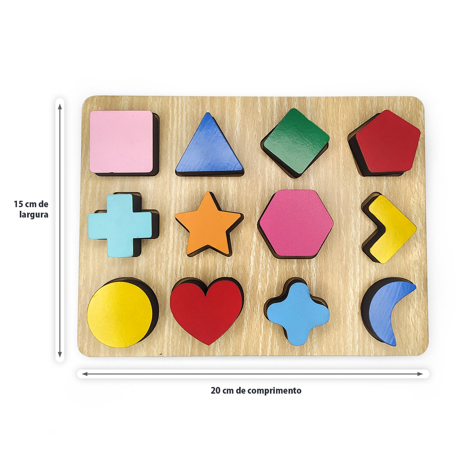 Formas Geométricas Brinquedo de Encaixe Educativo em Madeira ...