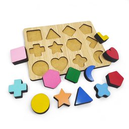 Formas Geométricas Brinquedo de Encaixe Educativo em Madeira - 3