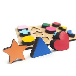 Formas Geométricas Brinquedo de Encaixe Educativo em Madeira - 2
