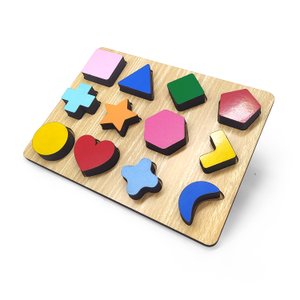 Formas Geométricas Brinquedo de Encaixe Educativo em Madeira