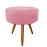 Puff Puf Banqueta Magnus Para Camarim Suede Rosê Pés Palito - 1