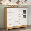 Ver imagem 1 de Cômoda Infantil 95cm 1 Porta com Vidro e 4 Gavetas Sol Multimóveis Mp4422 Madeirado/branco