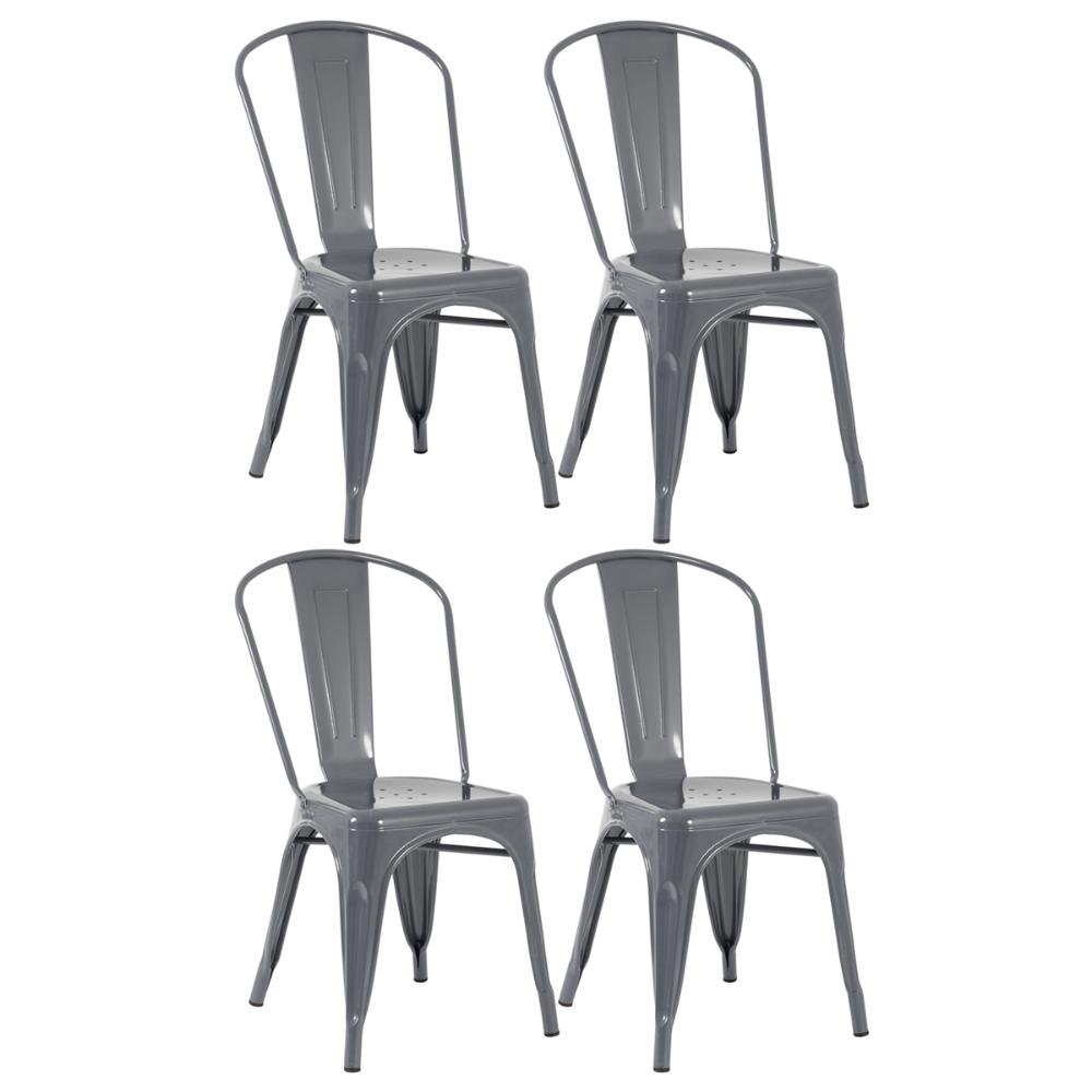 Kit 4 Cadeiras Iron Tolix - Cinza Escuro