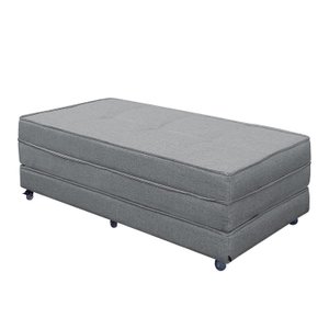Puff Cama Dobrável Casal 130 Tecido Premium - Linho Prime Chumbo