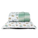 Ver imagem 1 de Kit Cobre Leito Colcha Solteiro Infantil Lutti Dupla Face 200 Fios 2 Peças Dinossauro Verde