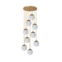 Ver imagem 1 de Pendente Moderno Dourado 50cm Pé Direito Alto Sala Escada Arevo Iluminação 82dr9 Jabuticaba Vidro Le
