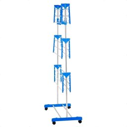 Varal 3 Andares Roupa Dobrável Aço 4 Rodas Reforçado Azul - 4
