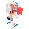Varal 3 Andares Roupa Dobrável Aço 4 Rodas Reforçado Azul - 1