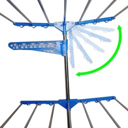 Varal 3 Andares Roupa Dobrável Aço 4 Rodas Reforçado Azul - 5