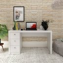 Ver imagem 1 de Mesa Escrivaninha para Escritório Home Office 136cm com 3 Gavetas Me4102 Cor:branco