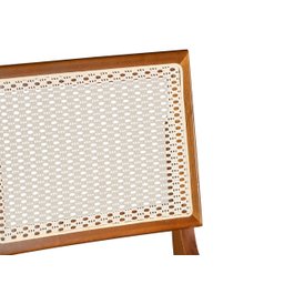 Banqueta Alta Roma Rattan Luxo Balcão Banco Puff Pés Madeira em Madeira Maciça Premium Cor Cinza - 4