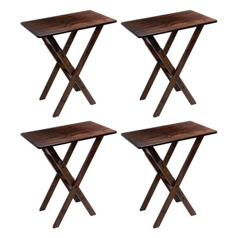 Kit 4 Mesas Aparadores Compacto 43x68 Madeira Dobravel Bares Imbuia / Liso