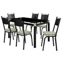 Ver imagem 1 de Conjunto De Mesa Malva Com 6 Cadeiras Tampo De Vidro 140cm SF Preto Fosco Assento Cedro Artefamol 12