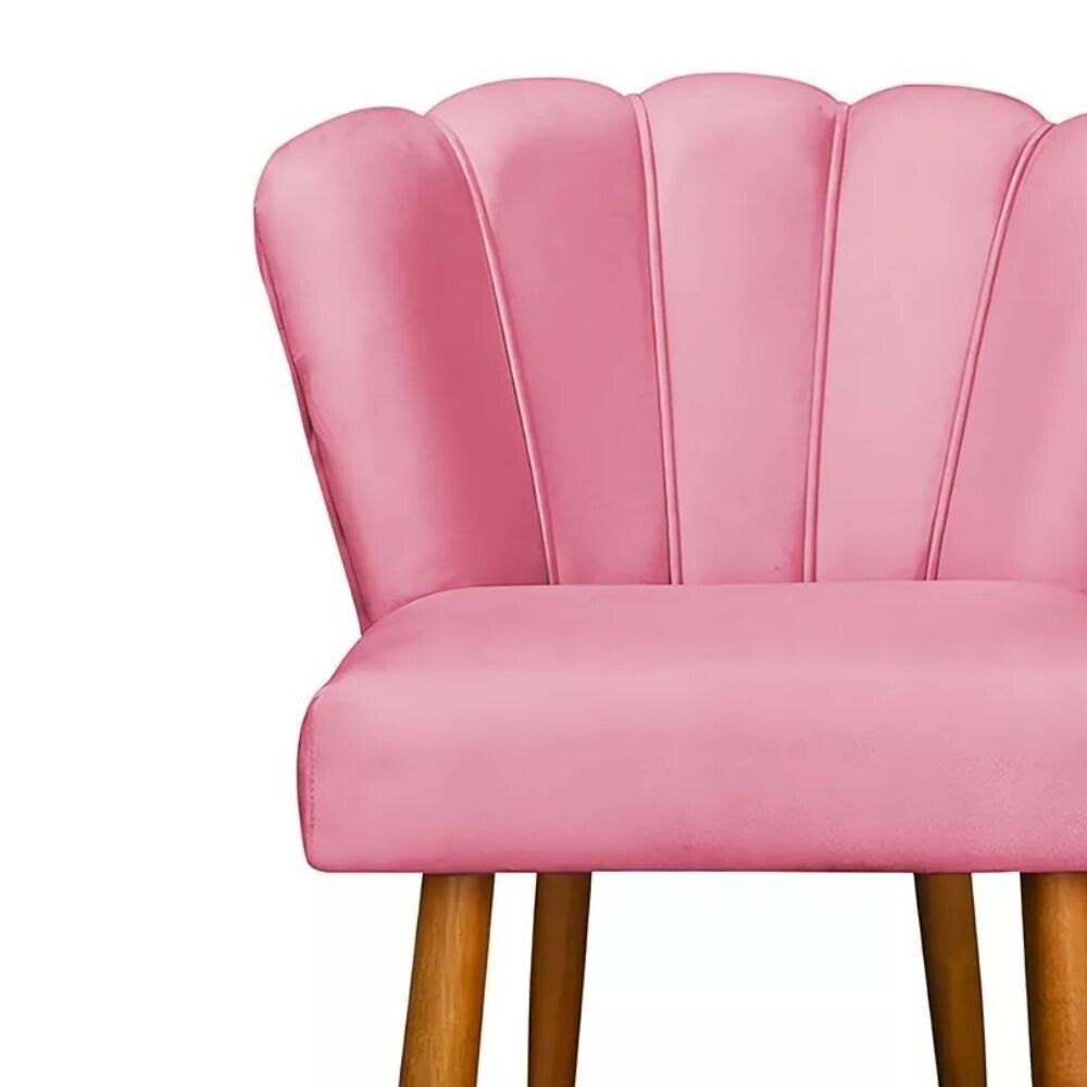 Cadeira Poltrona Pétala de Flor para Penteadeira Sala Quarto Suede Rosa Bebê - Dhouse Decor Ahazzo M - 2