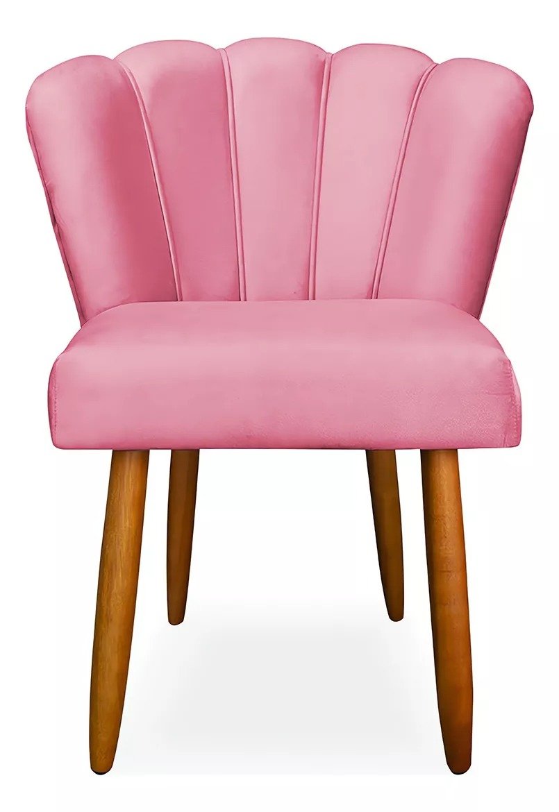 Cadeira Poltrona Pétala de Flor para Penteadeira Sala Quarto Suede Rosa Bebê - Dhouse Decor Ahazzo M