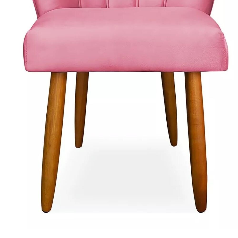 Cadeira Poltrona Pétala de Flor para Penteadeira Sala Quarto Suede Rosa Bebê - Dhouse Decor Ahazzo M - 3