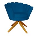 Ver imagem 2 de Combo 2 Poltronas Decorativa Com Base Giratória de Madeira Pétala Suede Azul Royal - LM DECOR