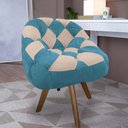Ver imagem 1 de Poltrona Paloma Escritório Sala Giratória Madeira Suede Azul Turquesa e Suede Bege Rosado - DOMINIC 