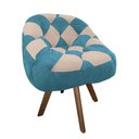 Ver imagem 2 de Poltrona Paloma Escritório Sala Giratória Madeira Suede Azul Turquesa e Suede Bege Rosado - DOMINIC 