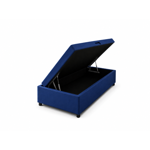 Cama Box Baú Solteiro com Encaixe para Colchão e Puxador Embutido:Azul