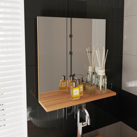 Espelheira para Banheiro 45x46,5cm BN3642 Laranja/Amêndoa