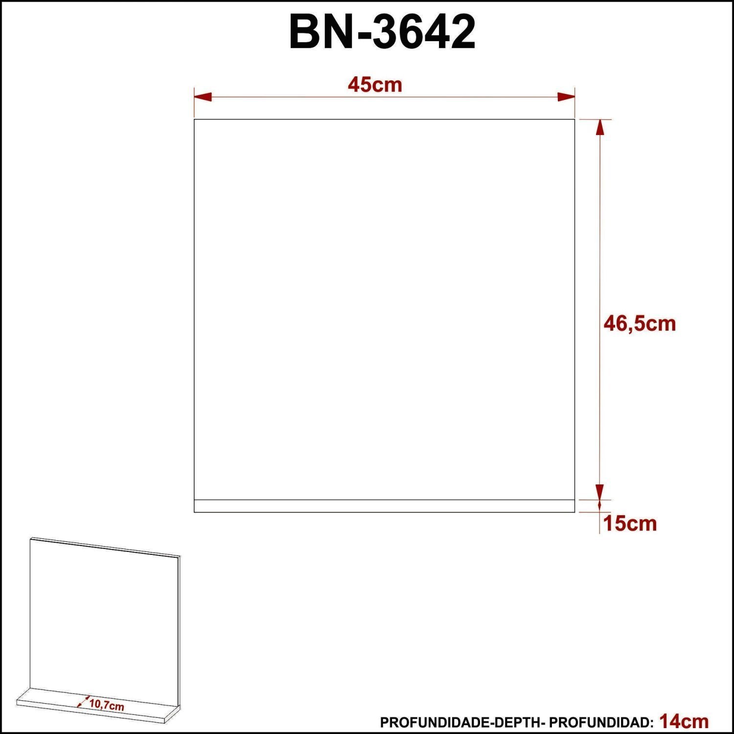 Espelheira para Banheiro 45x46,5cm Bn3642 - 5