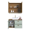 Ver imagem 6 de Gabinete de Banheiro 100% MDF com Espelheira 2 Portas com Cuba Lívia 80cm Yescasa Verde/Freijó/Moscatel