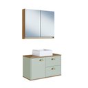 Ver imagem 2 de Gabinete de Banheiro 100% MDF com Espelheira 2 Portas com Cuba Lívia 80cm Yescasa Verde/Freijó/Moscatel