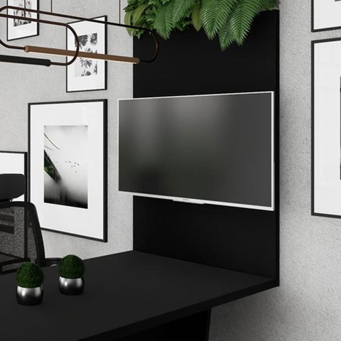 Painel de Tv Sala de Reunião 90cm X 135cm C/ Passa Cabos F5 Cor:preto