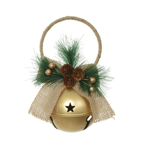 Enfeite Natal Guizo de Metal Dourado 18x15x10cm