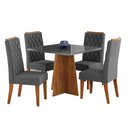 Ver imagem 2 de Mesa de Jantar 4 Lugares Vang com Vidro Mel/cinza/vd Grafite - Viero Móveis