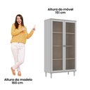 Ver imagem 5 de Armário Multiuso 2 Portas De Vidro Ditália Luz E-957 Cinza