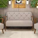 Ver imagem 2 de Poltrona Namoradeira 2 Lugares 135cm Capitonê Lapa M22 Linho Cru Liso - Mpozenato