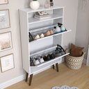 Ver imagem 2 de Sapateira com 2 Portas Basculantes Drex Estilo Retrô para Hall de Entrada ou Quarto - Branco